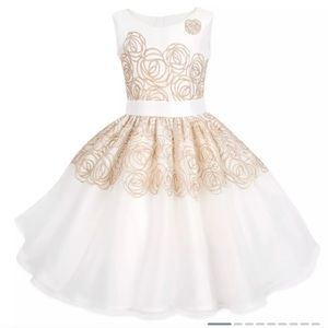 Disney’s Princess Belle Ball Dress Satin w/ Gold Embroidery Size 7/8